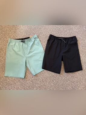 Quiksilver Mint Green and Black Elastic Waist pair of Shorts